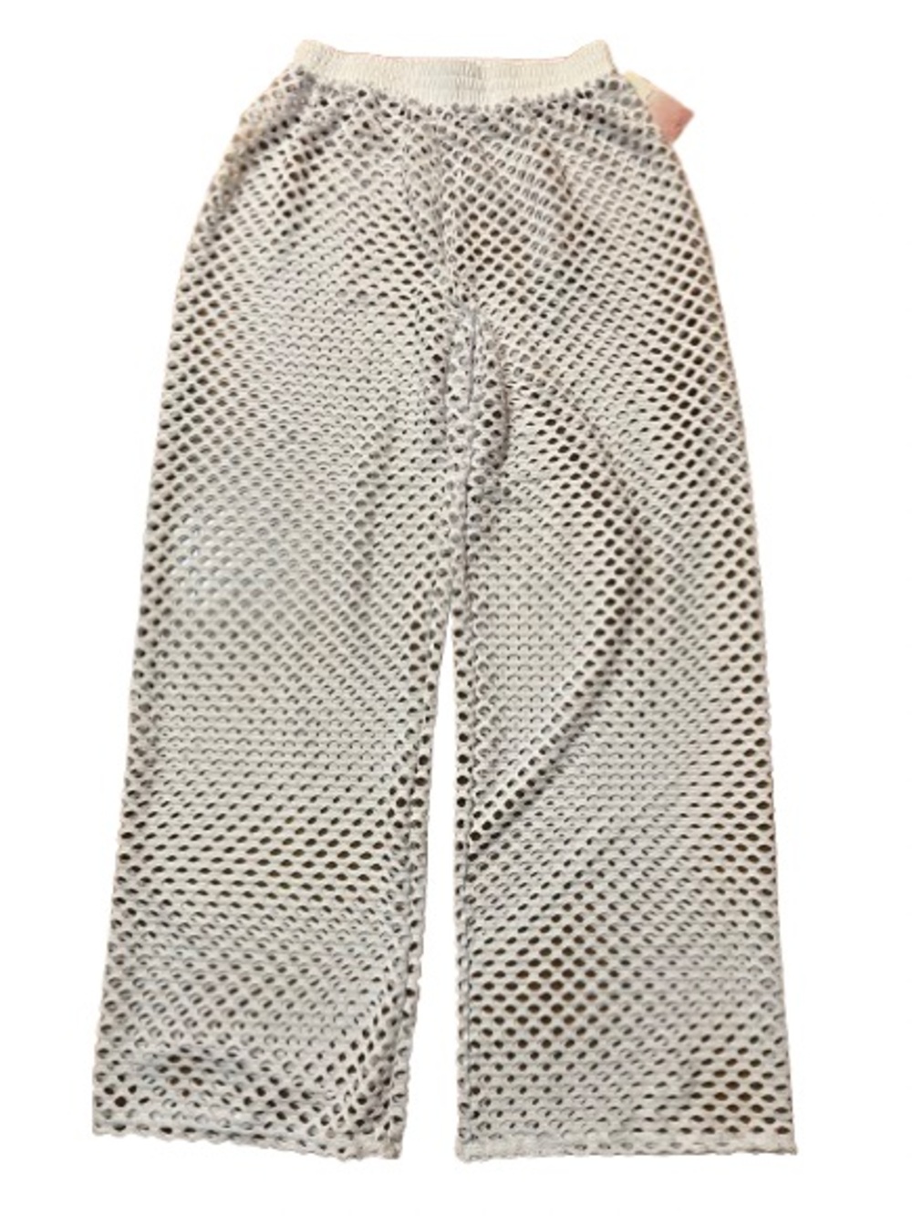 NWT Kiwi + Punch Miami White Mesh Wide-Leg Cover Up Swim Pants Size Large
